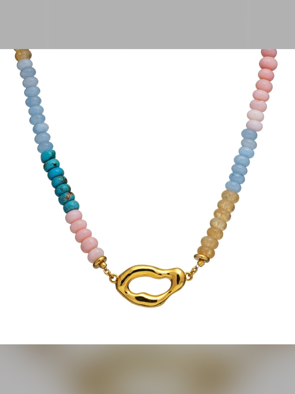 Mayamar Pendant Beaded Necklace with Opal,Turquoise, Aquamarine and Agate Mix
